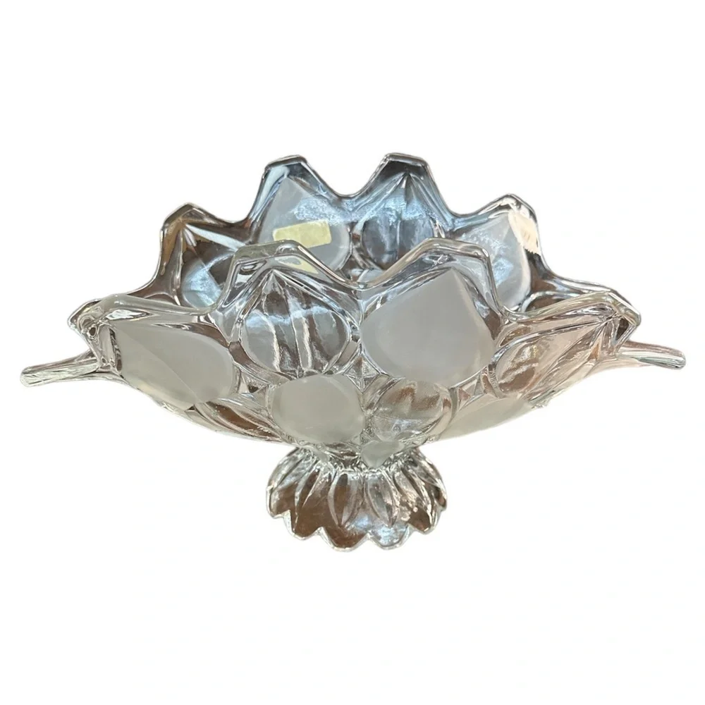 Crystal Clear Studios Moravia Hand Finished Crystal Oval Bowl With Fluted Edge